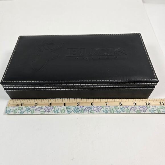 Buck Knives Collectible Felt Lined Presentation Box Only Black Leather - Picture 9 of 10
